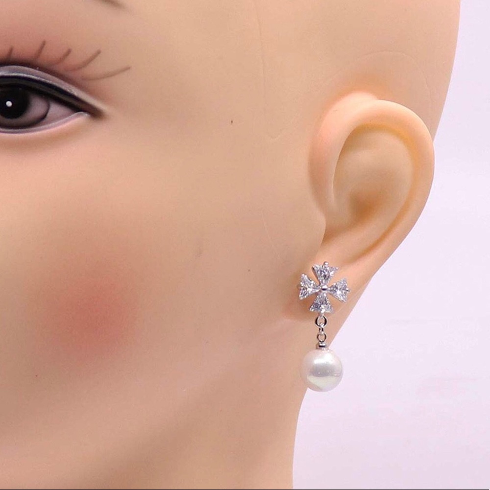 Crystal Pear Diamond Stud Earrings